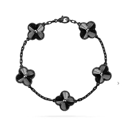 [Elitejewels] Schwarzes Armband mit Kleeblatt-Motiv 5 