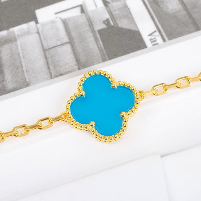 [Elitejewels]CLOVER 5 MOTIFS TURQUOISE BRACELET