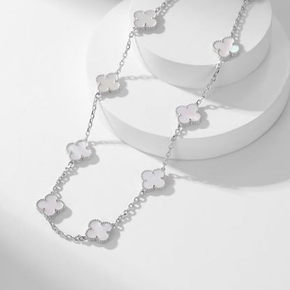 [Elitejewels]CLOVER 10 MOTIFS WHITE MOTHER OF PEARL NECKLACE