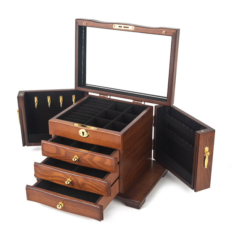 JEWELRY STORAGE BOX MULTI-LAYER LARGE CAPACITY WOODEN JEWELRY BOX