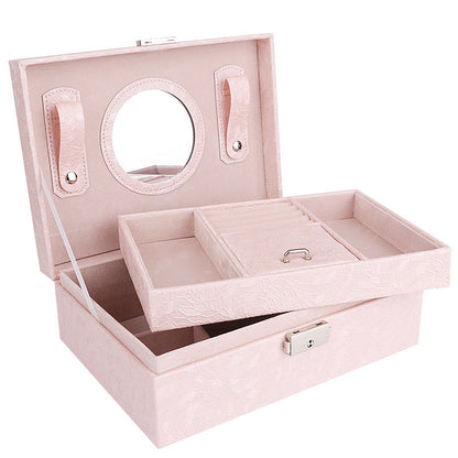 EXQUISITE PU LEATHER JEWELRY BOX WITH LOCK