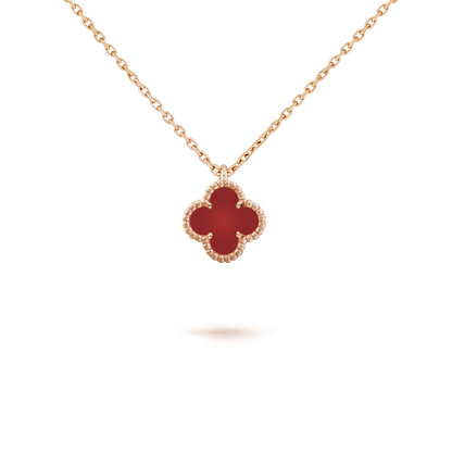 [Elitejewels]CLOVER MINI 9.5MM WHITE CARNELIANS NECKLACE