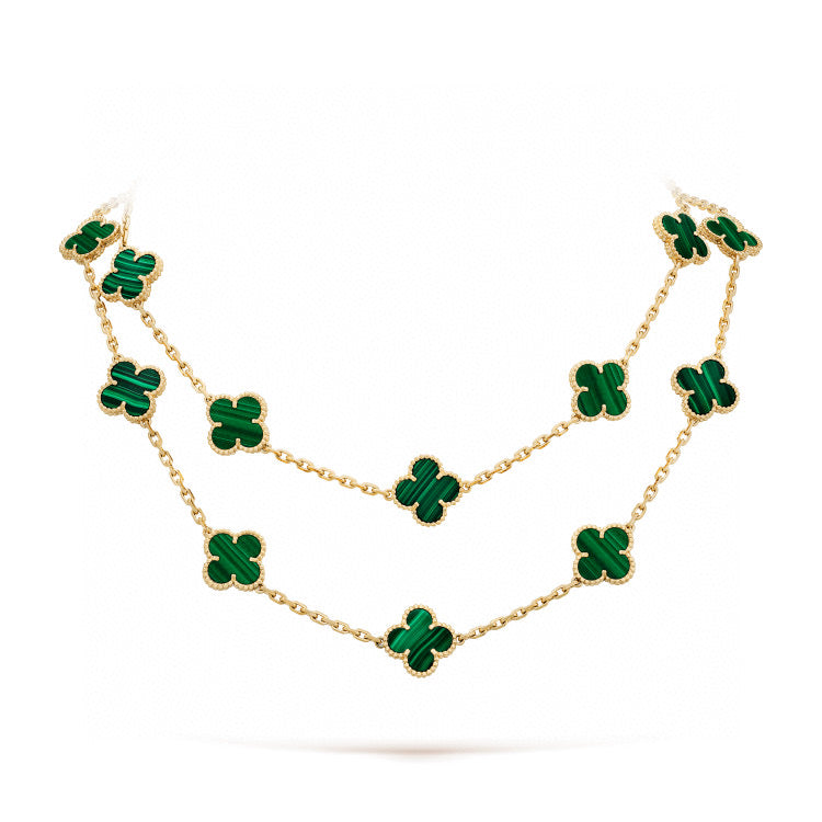 [Elitejewels]CLOVER 20 MOTIFS MALACHITE GOLD