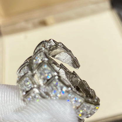 [Elitejewels]SERPENTI DOUBLE RING SILVER DIAMOND PAVED