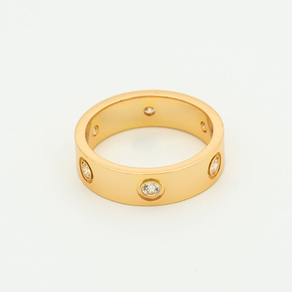 [Elitejewels]ラブリング 5.5mm 6ダイヤモンド ピンクゴールド