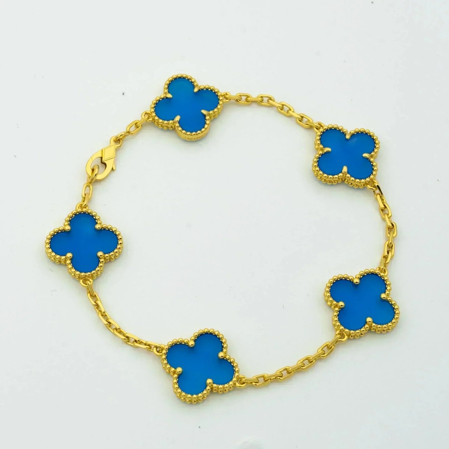 [Elitejewels]CLOVER 5 MOTIVE BLAUES ACHATARMBAND