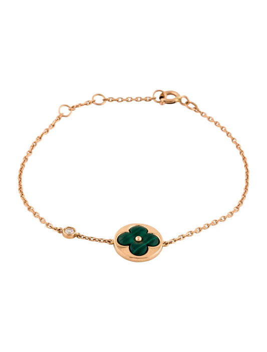 [Elitejewels]SUN MALACHITE 1 DIAMOND PINK GOLD BRACELET