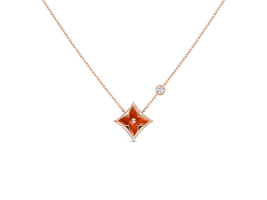 [Elitejewels]STAR NECKLACE PINK GOLD 1 DIAMOND