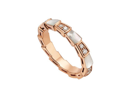 [Elitejewels]SERPENTI RING PINK GOLD DIAMOND MOP 3MM