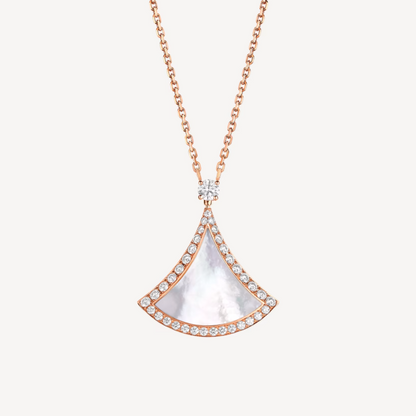 [Elitejewels]DREAM MOP DIAMOND PAVED PINK GOLD NECKLACE