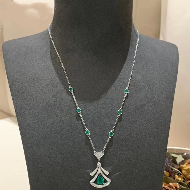 [Elitejewels]DREAM NECKLACE MALACHITE DIAMOND SILVER