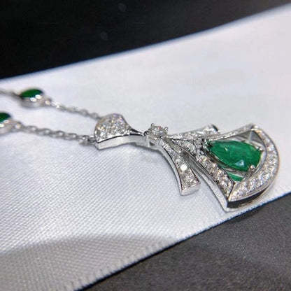 [Elitejewels]DREAM NECKLACE MALACHITE DIAMOND SILVER