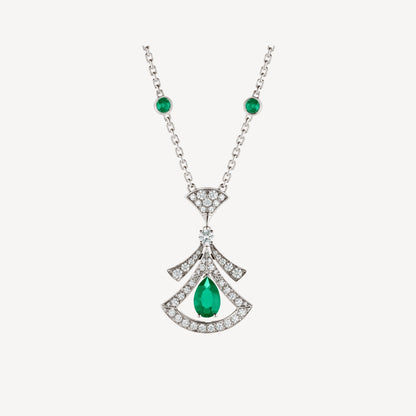 [Elitejewels] TRAUM HALSKETTE MALACHIT DIAMANT SILBER