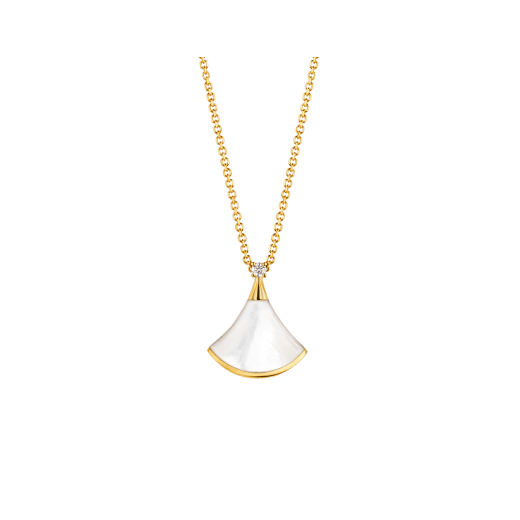 [Elitejewels]DREAM NECKLACE WHITE MOP GOLD 1 DIAMOND