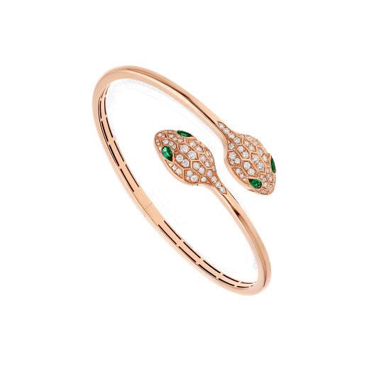 [Elitejewels]SERPENTI ARMBAND ROTGOLD MALACHIT DIAMANT DOPPELSCHLANGE