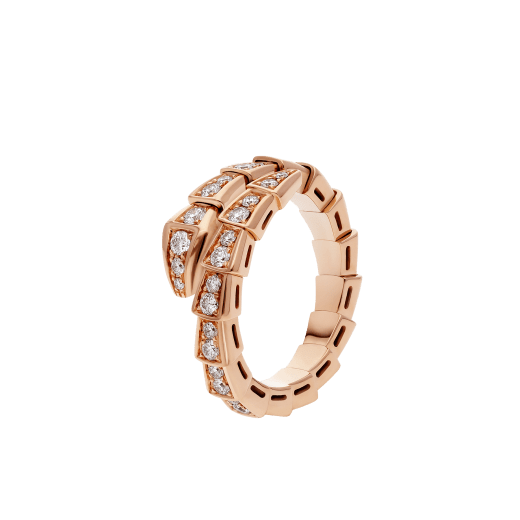 [Elitejewels]SERPENTI RING PINK GOLD DIAMOND PAVED 4MM