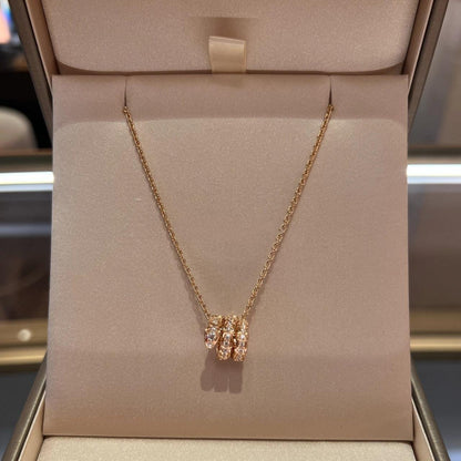 [Elitejewels]SERPENTI PINK GOLD NECKLACE DOUBLE RING DIAMOND