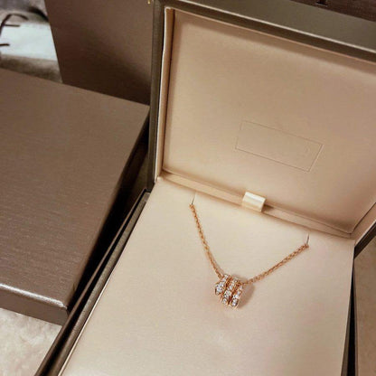 [Elitejewels]SERPENTI PINK GOLD NECKLACE DOUBLE RING DIAMOND