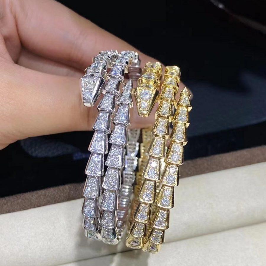 [Elitejewels]SERPENTI BRACELET GOLD DIAMOND DOUBLE ROW