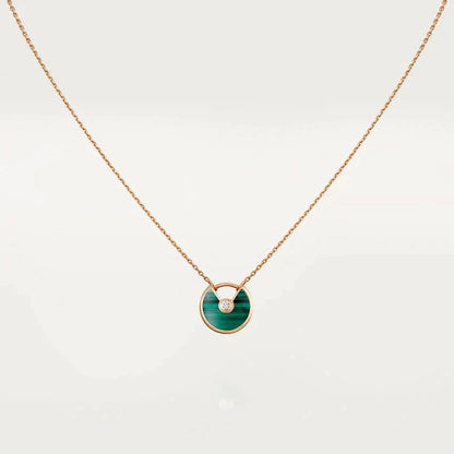 [Elitejewels]AMULETTE ROSE GOLD MALACHITE NECKLACE