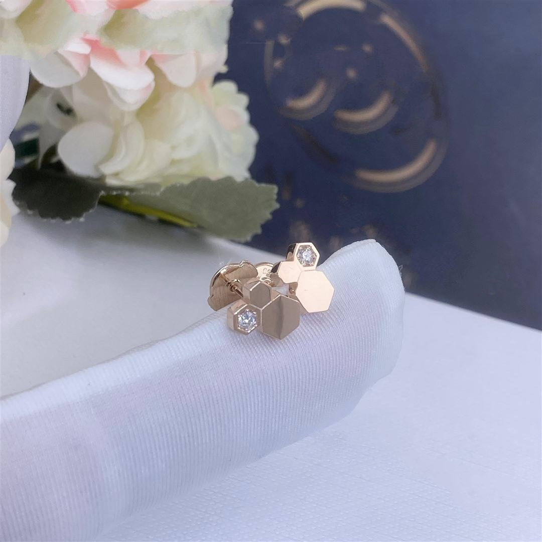 [Elitejewels]BEE LOVE PINK GOLD DIAMOND EARRINGS