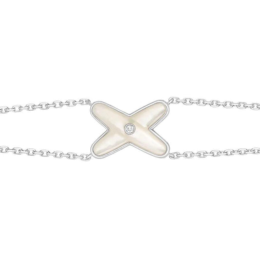 [Elitejewels]JEUX BRACELET WHITE MOP SILVER 1 DIAMOND