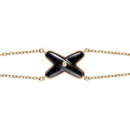 [Elitejewels]JEUX ARMBAND ONYX ROSGOLD 1 DIAMANT