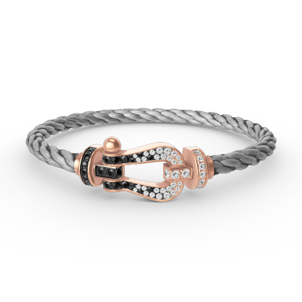 [Elitejewels]FORCE LARGE HORSESHOE BLACK WHITE DIAMOND BRACELET ROSE GOLD