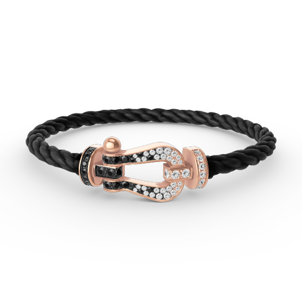 [Elitejewels]FORCE LARGE HORSESHOE BLACK WHITE DIAMOND BRACELET ROSE GOLD