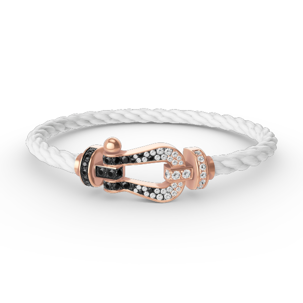 [Elitejewels]FORCE LARGE HORSESHOE BLACK WHITE DIAMOND BRACELET ROSE GOLD