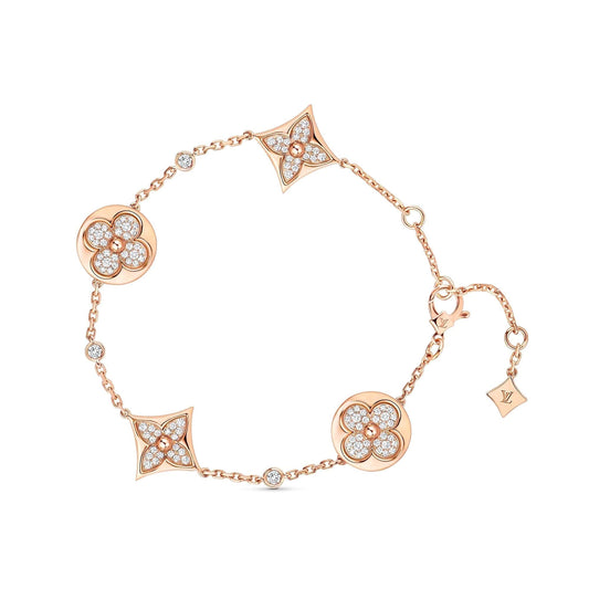 [Elitejewels]STAR AND SUN 4 MOTIFS GOLD DIAMONDS BRACELET