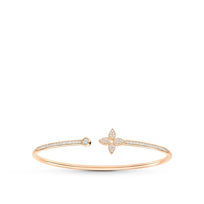 [Elitejewels]IDYLLE PINK GOLD OPEN BRACELET DIAMOND PAVED