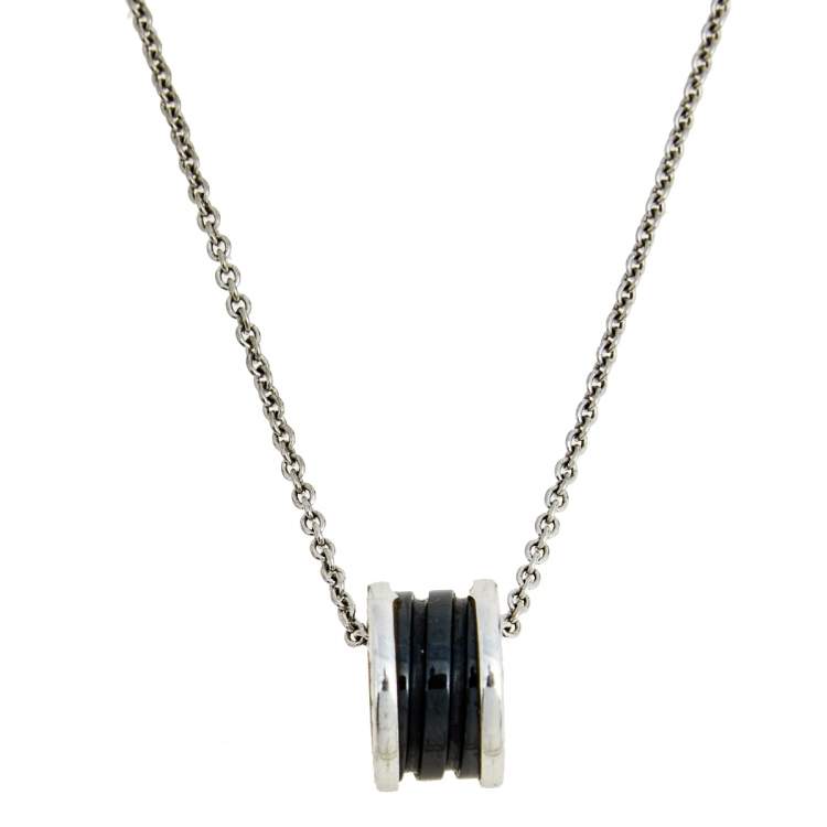 [Elitejewels]ZERO 1 BLACK CERAMIC SILVER NECKLACE