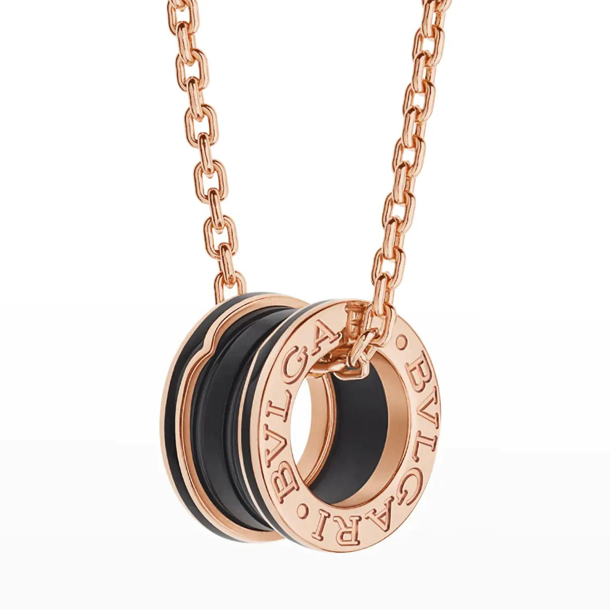 [Elitejewels]ZERO 1 BLACK CERAMIC PINK GOLD NECKLACE