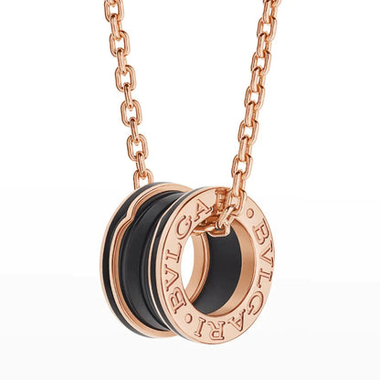 [Elitejewels]ZERO 1 BLACK CERAMIC PINK GOLD NECKLACE