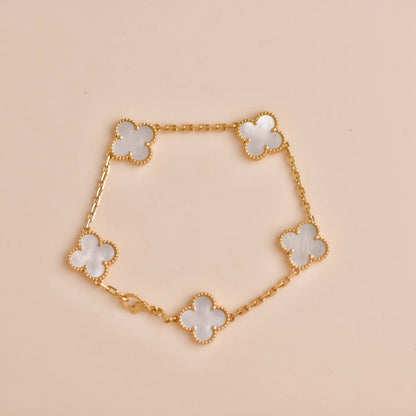 [Elitejewels]CLOVER  5 MOTIF WHITE MOP BRACELET