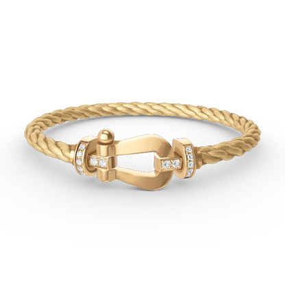 [Elitejewels]FORCE GROSSES HUFEISEN-HALBDIAMANTARMBAND GOLD