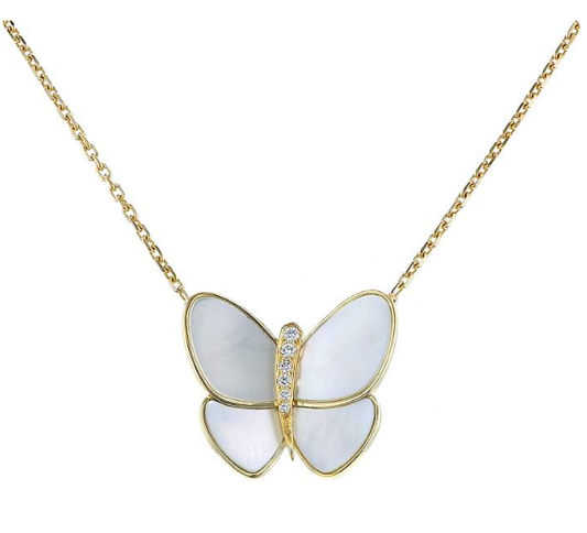 [Elitejewels]BUTTERFLY GOLD MOP DIAMOND NECKLACE