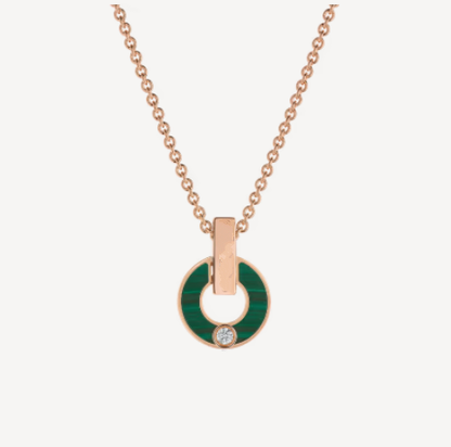 [Elitejewels]GARI NECKLACE PINK GOLD MALACHITE