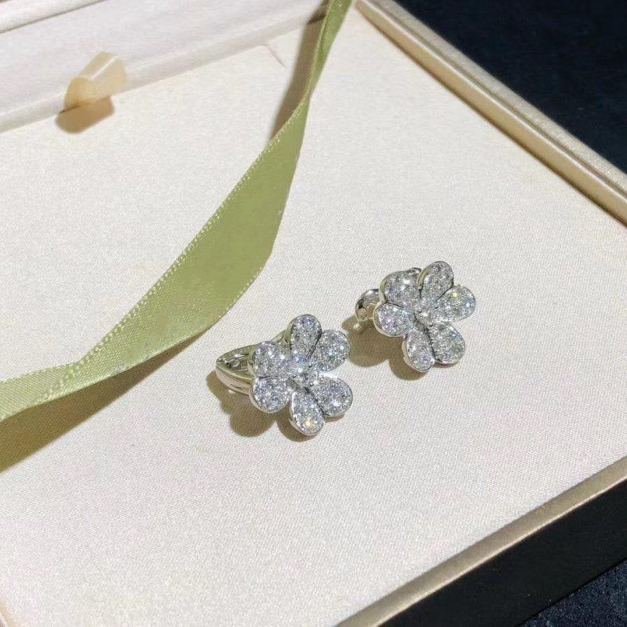 [Elitejewels]FRIVOLE SILBERNE BLUMEN-DIAMANT-OHRRINGE