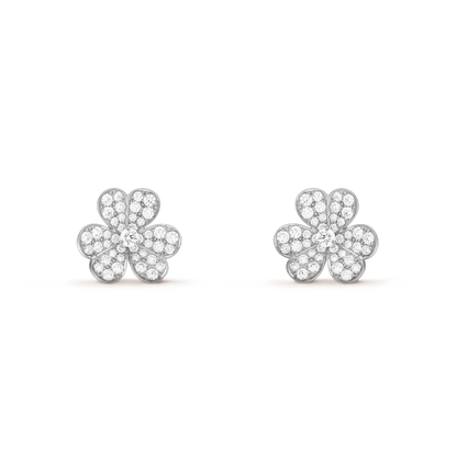 [Elitejewels]FRIVOLE SILVER FLOWER DIAMOND EARRINGS