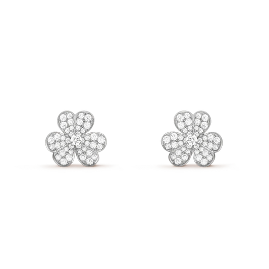 [Elitejewels]FRIVOLE SILVER FLOWER DIAMOND EARRINGS