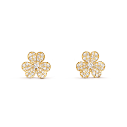 [Elitejewels]FRIVOLE GOLD FLOWER DIAMOND EARRINGS