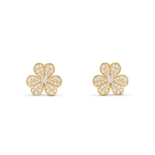 [Elitejewels]FRIVOLE GOLD FLOWER DIAMOND EARRINGS