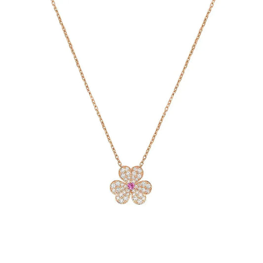 [Elitejewels]FRIVOLE ROSE GOLD FLOWER DIAMOND NECKLACE