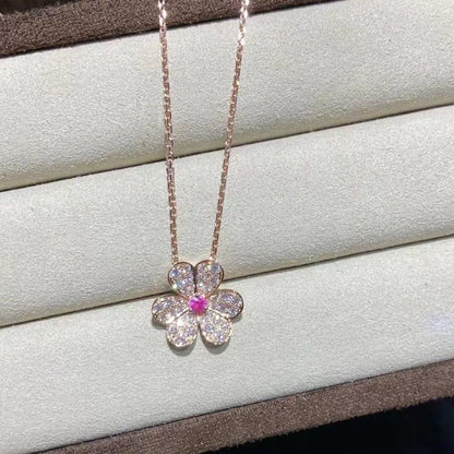 [Elitejewels]FRIVOLE ROSE GOLD FLOWER DIAMOND NECKLACE