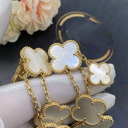 [Elitejewels]CLOVER EARRINGS WHITE MOP 4 MOTIFS GOLD