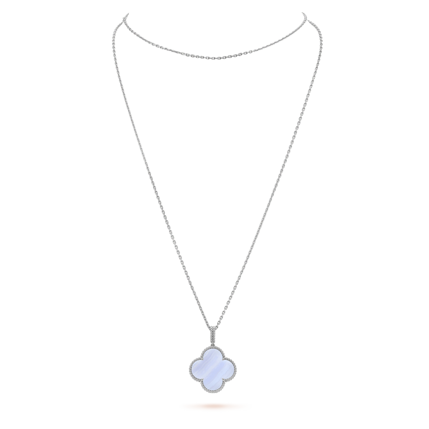 [Elitejewels]CLOVER SILBER CHALCEDON BIG CLOVER HALSKETTE