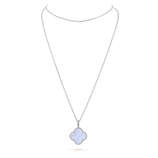 [Elitejewels]CLOVER SILBER CHALCEDON BIG CLOVER HALSKETTE