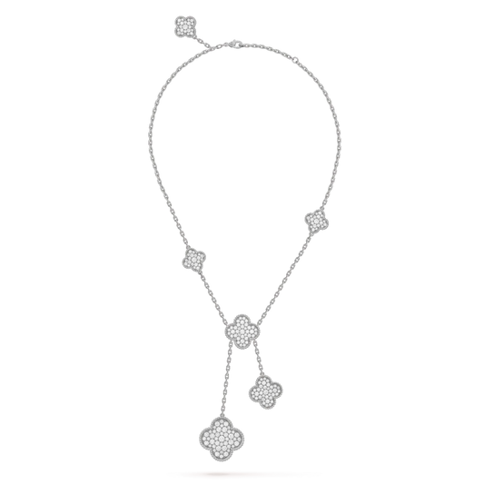 [Elitejewels] KLEEBLATT 5 MOTIVE SILBER DIAMANTEN HALSKETTE